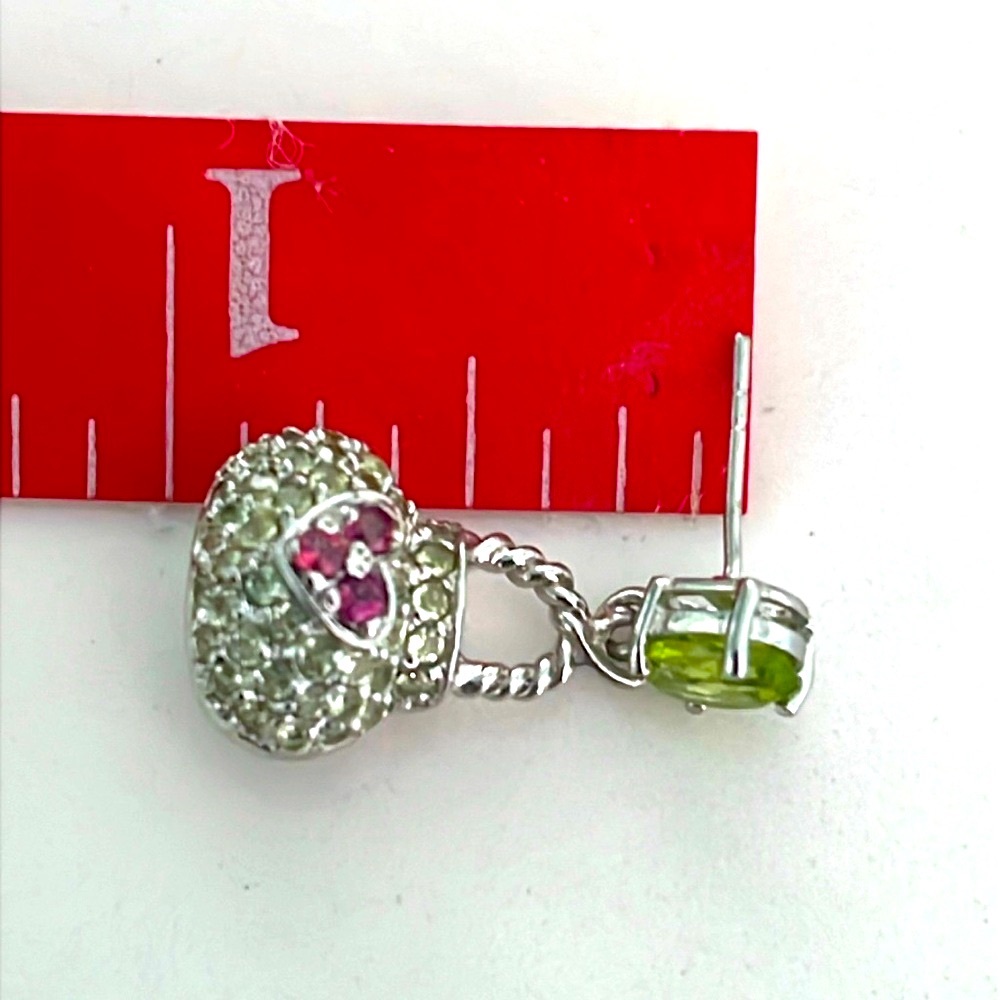 Peridot Garnet 14K Plated Earrings - Picture 5 of 5